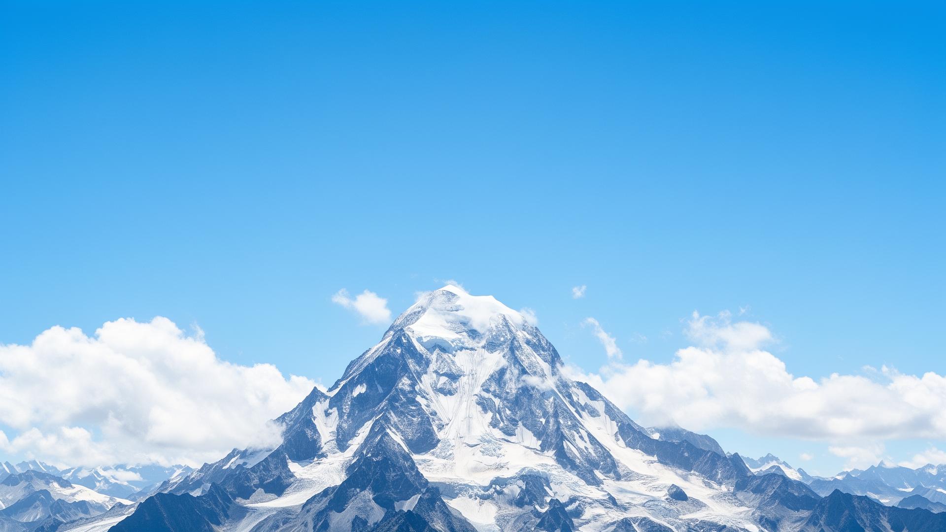 Besneeuwde bergtop onder een heldere blauwe lucht